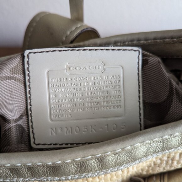 Coach L05K - 105 Legacy Straw Bag Y2K Gold Leather Shoulder Hobo - Picture 9 of 10